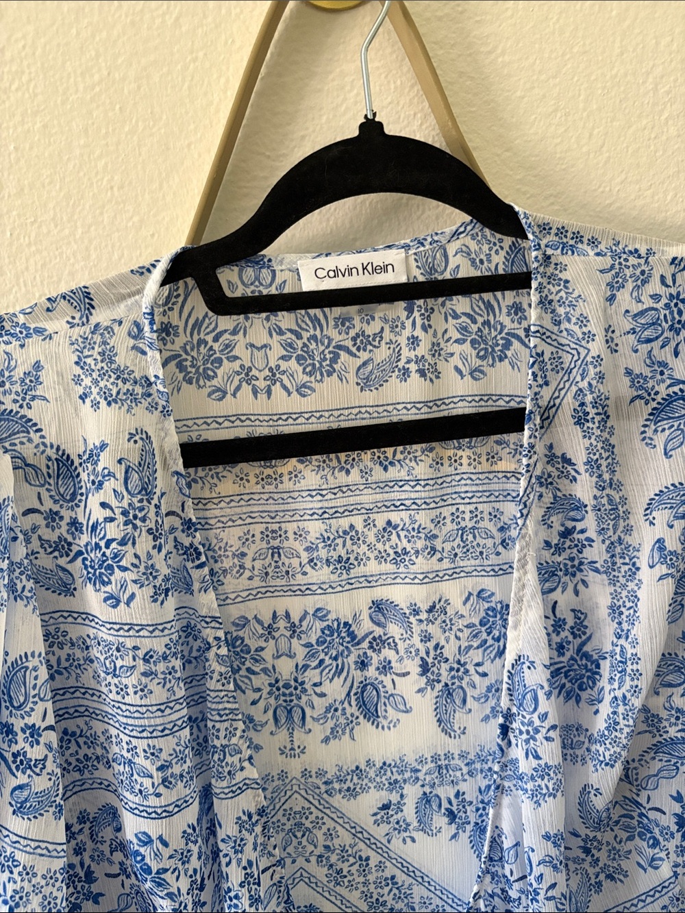 Calvin Klein White and Blue wrap cover up - Picture 2 of 5